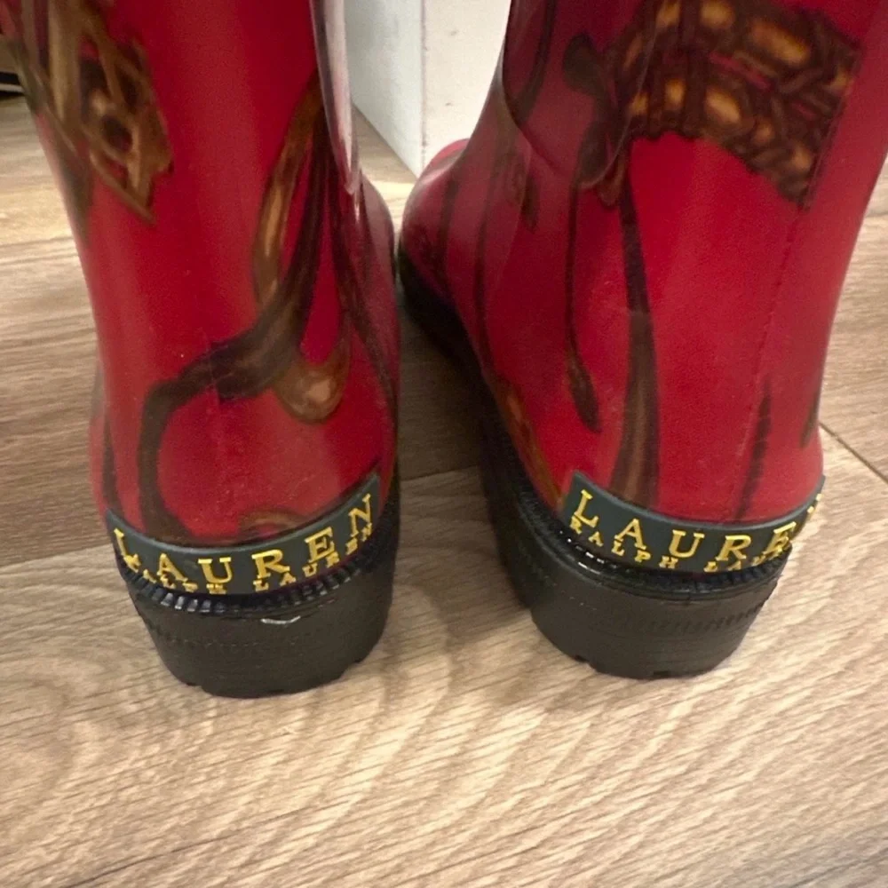 Ralph Lauren Red Rain Boots Size 7
